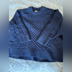 Cozy J Crew Blue Cable Knit Sweater